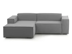 Sofá|Talamo Italia Sofá fixo Nadia, sofá modular de 2 lugares com península esquerda, 100% Fabricado na Itália, Sofá de tecido moderno, 220x170h70 cm, Cinza Cinzento