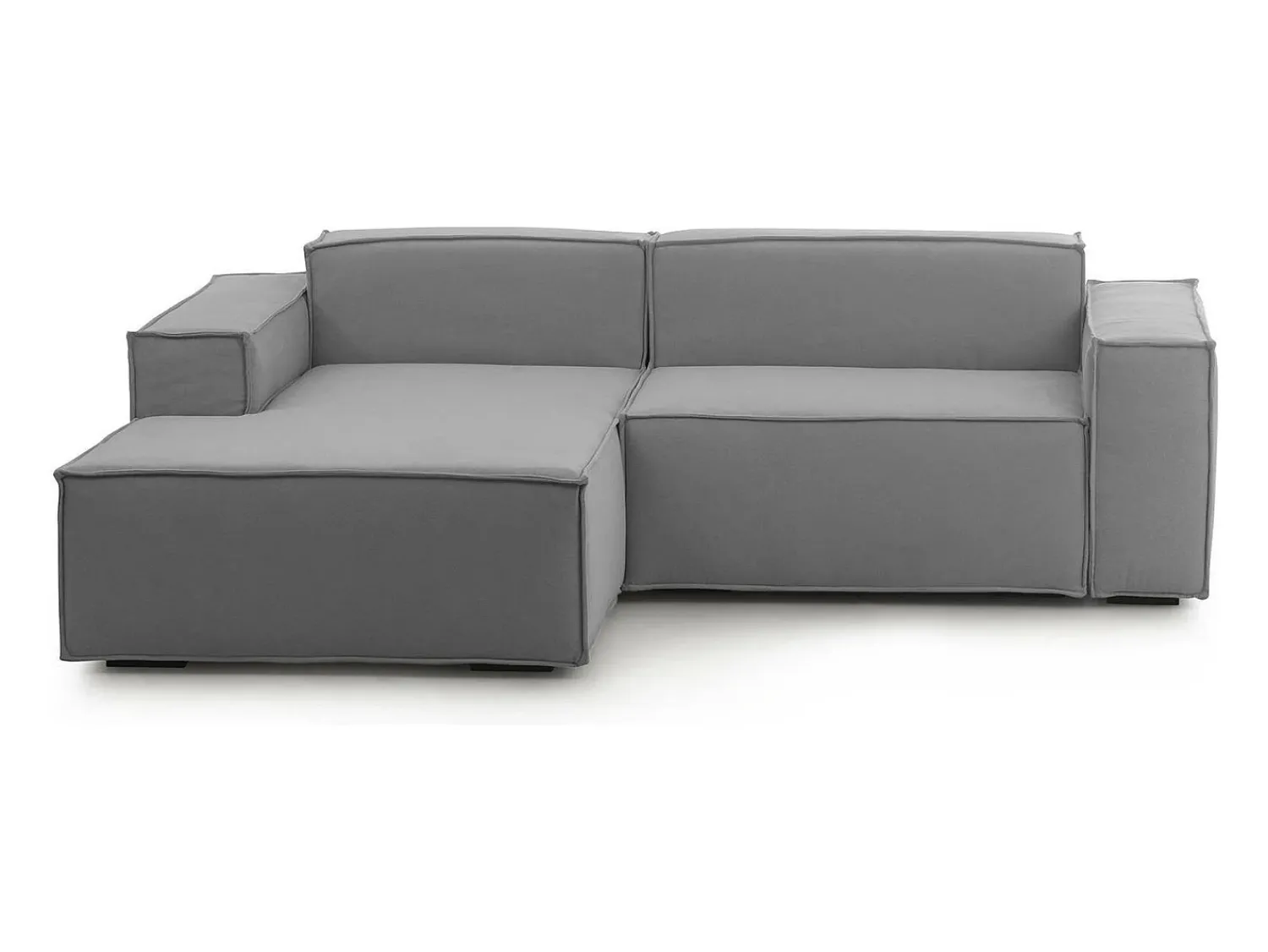 Sofá|Talamo Italia Sofá fixo Nadia, sofá modular de 2 lugares com península esquerda, 100% Fabricado na Itália, Sofá de tecido moderno, 220x170h70 cm, Cinza Cinzento