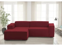 Hot Talamo Italia Sofá fixo Nadia, sofá modular de 2 lugares com península esquerda, 100% Fabricado na Itália, Sofá de tecido moderno, 220x170h70 cm, Vermelho