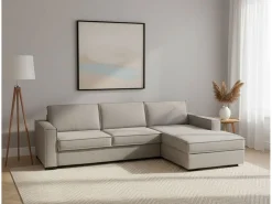Talamo Italia Sofá fixo Nami, Sofá de canto, 100% Fabricado na Itália, Sofá da sala com península direita, com braços padrão, 280x95h90 cm, Taupe^ Sofá