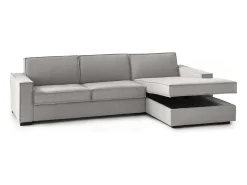Outlet Talamo Italia Sofá fixo Nami, Sofá de canto, 100% Fabricado na Itália, Sofá da sala com península de armazenamento à direita, com braços padrão, 280x95h90 cm, Cinza Cinzento