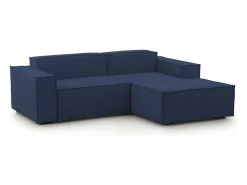 Sofá*Talamo Italia Sofá fixo Patrizia, sofá modular de 2 lugares com península direita, 100% Fabricado na Itália, Sofá de tecido moderno, 220x170h70 cm, Azul