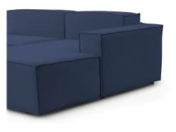 Sofá*Talamo Italia Sofá fixo Patrizia, sofá modular de 2 lugares com península direita, 100% Fabricado na Itália, Sofá de tecido moderno, 220x170h70 cm, Azul