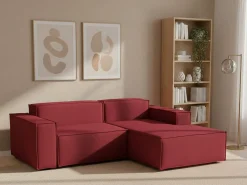 Discount Talamo Italia Sofá fixo Patrizia, sofá modular de 2 lugares com península direita, 100% Fabricado na Itália, Sofá de tecido moderno, 220x170h70 cm, Vermelho