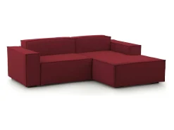 Discount Talamo Italia Sofá fixo Patrizia, sofá modular de 2 lugares com península direita, 100% Fabricado na Itália, Sofá de tecido moderno, 220x170h70 cm, Vermelho