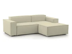 Sofá*Talamo Italia Sofá fixo Patrizia, sofá modular de 2 lugares com península direita, 100% Fabricado na Itália, Sofá de tecido moderno, 220x170h70 cm, Bege