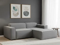 Talamo Italia Sofá fixo Patrizia, sofá modular de 2 lugares com península direita, 100% Fabricado na Itália, Sofá de tecido moderno, 220x170h70 cm, Cinza^ Sofá