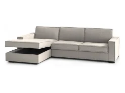 Talamo Italia Sofá fixo Perla, Sofá de canto, 100% Fabricado na Itália, Sofá da sala com, Península contêiner esquerda, com braços finos, Cm 260x95h90, Taupe^ Sofá