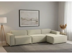 Sofá|Talamo Italia Sofá fixo Raffaella, sofá modular de 4 lugares com península direita, 100% Fabricado na Itália, Sofá de tecido moderno, 340x170h70 cm, Bege