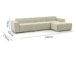 Sofá|Talamo Italia Sofá fixo Raffaella, sofá modular de 4 lugares com península direita, 100% Fabricado na Itália, Sofá de tecido moderno, 340x170h70 cm, Bege
