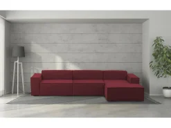 Sofá|Talamo Italia Sofá fixo Raffaella, sofá modular de 4 lugares com península direita, 100% Fabricado na Itália, Sofá de tecido moderno, 340x170h70 cm, Vermelho
