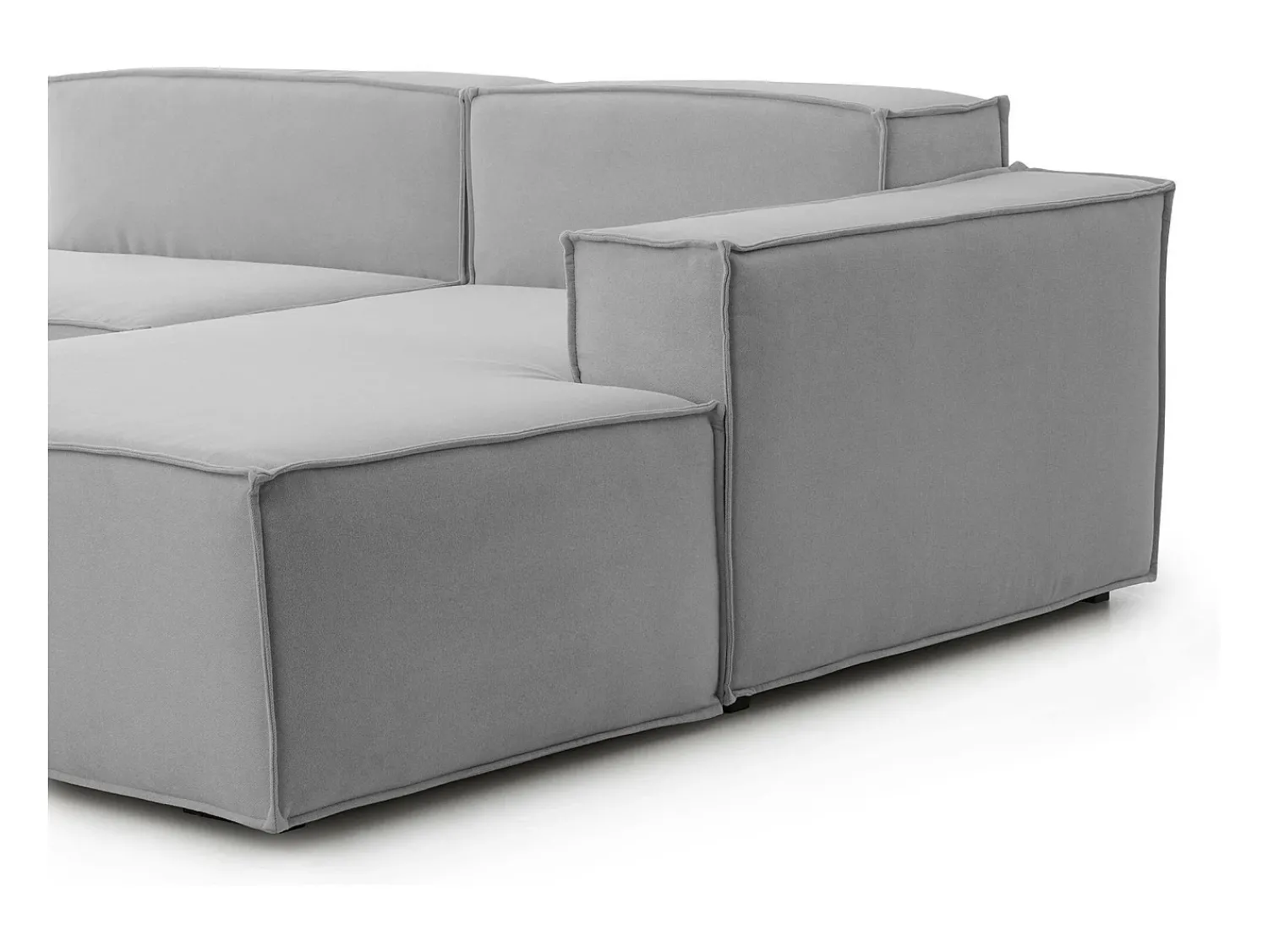 Sofá*Talamo Italia Sofá fixo Raffaella, sofá modular de 4 lugares com península direita, 100% Fabricado na Itália, Sofá de tecido moderno, 340x170h70 cm, Cinza Cinzento