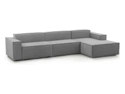 Sofá*Talamo Italia Sofá fixo Raffaella, sofá modular de 4 lugares com península direita, 100% Fabricado na Itália, Sofá de tecido moderno, 340x170h70 cm, Cinza Cinzento