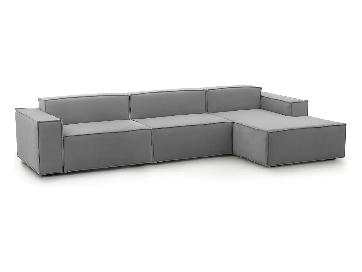 Sofá*Talamo Italia Sofá fixo Raffaella, sofá modular de 4 lugares com península direita, 100% Fabricado na Itália, Sofá de tecido moderno, 340x170h70 cm, Cinza Cinzento