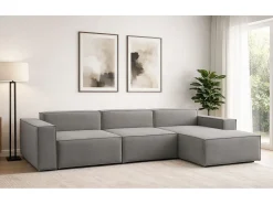 Sofá*Talamo Italia Sofá fixo Raffaella, sofá modular de 4 lugares com península direita, 100% Fabricado na Itália, Sofá de tecido moderno, 340x170h70 cm, Cinza Cinzento