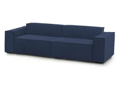 Sofá*Talamo Italia Sofá fixo Simona, sofá modular linear de 3 lugares, 100% Fabricado na Itália, Sofá moderno para sala em tecido, 260x95h70 cm, Azul