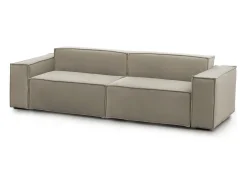 Sofá|Talamo Italia Sofá fixo Simona, sofá modular linear de 3 lugares, 100% Fabricado na Itália, Sofá moderno para sala em tecido, 260x95h70 cm, Taupe Cinzento