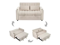 Sofá|ModernLuxe Sofá moderno 2 lugares - com porta-copos e almofadas - Bege