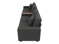 Sofá*ModernLuxe Sofá moderno 4 lugares - con apoio de braço central dobrável - con portas de carregamento USB/USB-C - Veludo canelado - cinza Cinzento
