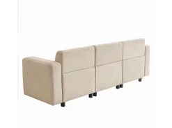 New Hauss Spole Sofá moderno de 3 lugares com apoio lombar - Tecido chenille Bege