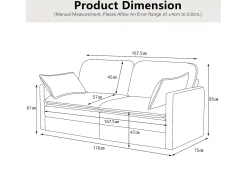 Sale Sofá moderno de 2 lugares, design minimalista, confortável e espaçoso, para sala e quarto Cinzento
