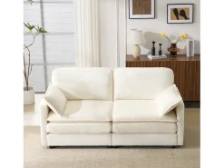 Sale Sofá moderno de 2 lugares, design minimalista, confortável e espaçoso, para sala e quarto Branco