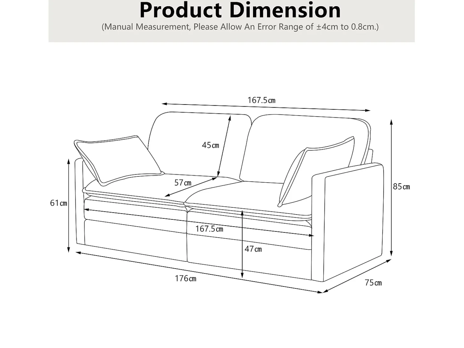 Sale Sofá moderno de 2 lugares, design minimalista, confortável e espaçoso, para sala e quarto Branco