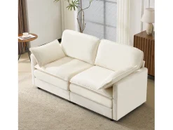 Sale Sofá moderno de 2 lugares, design minimalista, confortável e espaçoso, para sala e quarto Branco