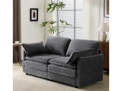 Sofá| Sofá moderno de 2 lugares, minimalista e espaçoso, para sala de estar/quarto. Cinzento
