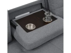 Sofá|ModernLuxe Sofá moderno em L - Sofá-cama modular - Função dormir - Com armazenamento - Com porta-copos - Cinza Cinzento