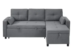 Sofá|ModernLuxe Sofá moderno em L - Sofá-cama modular - Função dormir - Com armazenamento - Com porta-copos - Cinza Cinzento