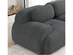 Sofá|DripeX Sofá modular 3 lugares + 3 puff - veludo côtelê - com 3 almofadas - densidade assento 32kg/m³ - 298x178x70cm - Cinza Cinzento