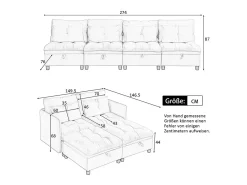 Sofá*DripeX Sofá Modular 4 Lugares em Chenille - com 8 Almofadas e 4 Armazenamentos - Carga Máx. 500kg - 274x76x87cm - Cinza Cinzento
