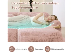 Sofá*DripeX Sofá Modular 3 lugares em tecido peluche, com 3 almofadas, sem estrutura, 291x104x73cm, Rosa