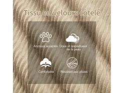 Sofá|DripeX Sofá Modular 4 lugares em Veludo cotelê, com puff e 4 almofadas, 382x177x69cm, Bege