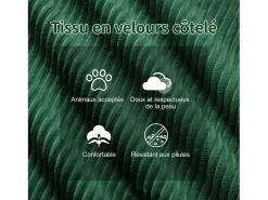 DripeX Sofá Modular 4 lugares em Veludo cotelê, com puff e 4 almofadas, 382x177x69cm,^ Sofá