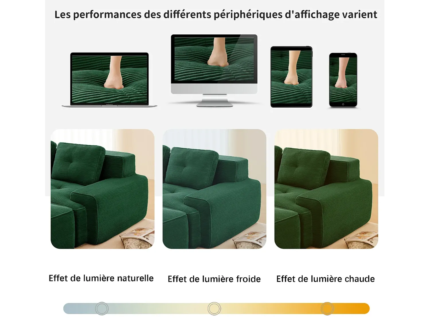DripeX Sofá Modular 4 lugares em Veludo cotelê, com puff e 4 almofadas, 382x177x69cm,^ Sofá