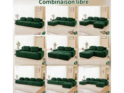 Sofá|DripeX Sofá Modular 3 lugares em Veludo cotelê, com 3 almofadas, assento extra profundo 74cm, 293x104x69cm, Verde