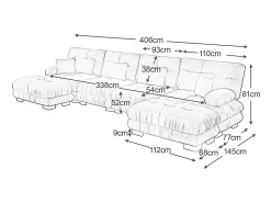 Discount DripeX Sofá modular canto 4 lugares - com 2 puff e 6 almofadas - DIY formato U/L - 406x145x81cm - Bege