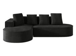 Sofá|KOMHTOM Sofá modular com chaise longue em L, assento profundo, estofamento em espuma comprimida, Preto
