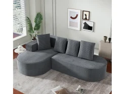 Sofá*KOMHTOM Sofá modular com chaise longue em L, assento profundo, estofamento em espuma comprimida, cor cinza. Cinzento