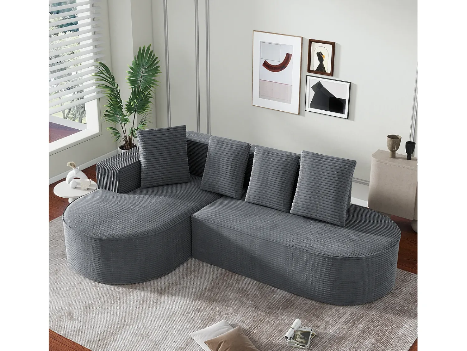 Sofá*KOMHTOM Sofá modular com chaise longue em L, assento profundo, estofamento em espuma comprimida, cor cinza. Cinzento