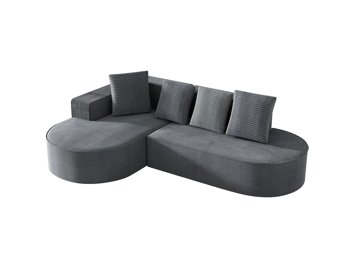 Sofá*KOMHTOM Sofá modular com chaise longue em L, assento profundo, estofamento em espuma comprimida, cor cinza. Cinzento