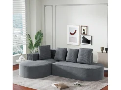 Sofá*KOMHTOM Sofá modular com chaise longue em L, assento profundo, estofamento em espuma comprimida, cor cinza. Cinzento