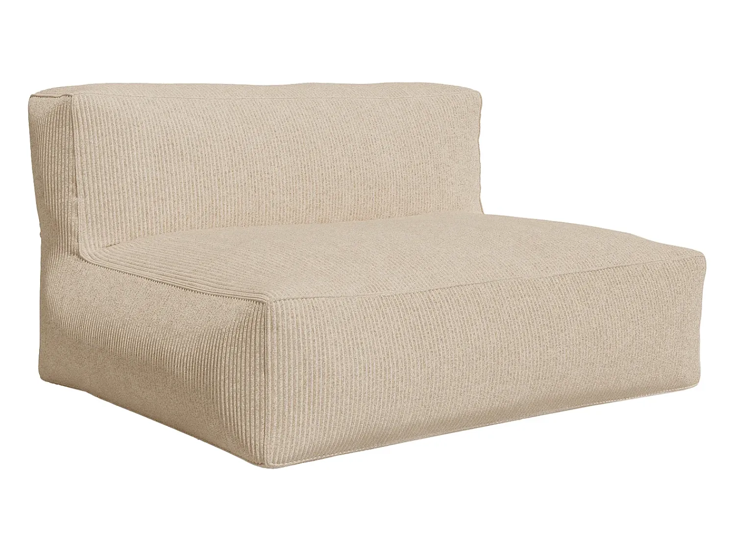 Vente-unique Sofá modular com poltrona e pufe em veludo canleado NOUMARA Bege