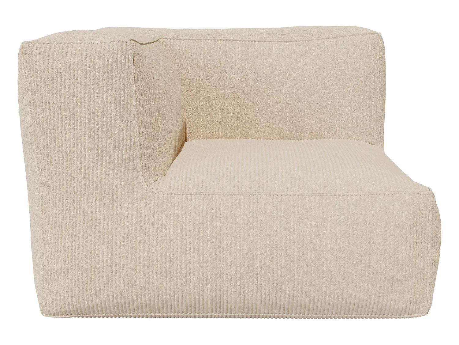 Vente-unique Sofá modular com poltrona e pufe em veludo canleado NOUMARA Bege