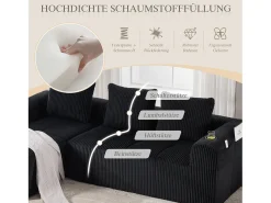Sofá modular compacto em veludo cotelê com bolsos laterais e almofadas, - Elegância e funcionalidade para o uso diário.^ Sofá