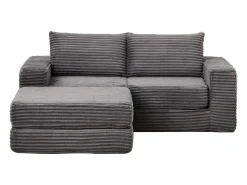 New Hauss Spole Sofá modular convertível de 2 lugares com pufes amovíveis - Veludo cotelê Cinzento
