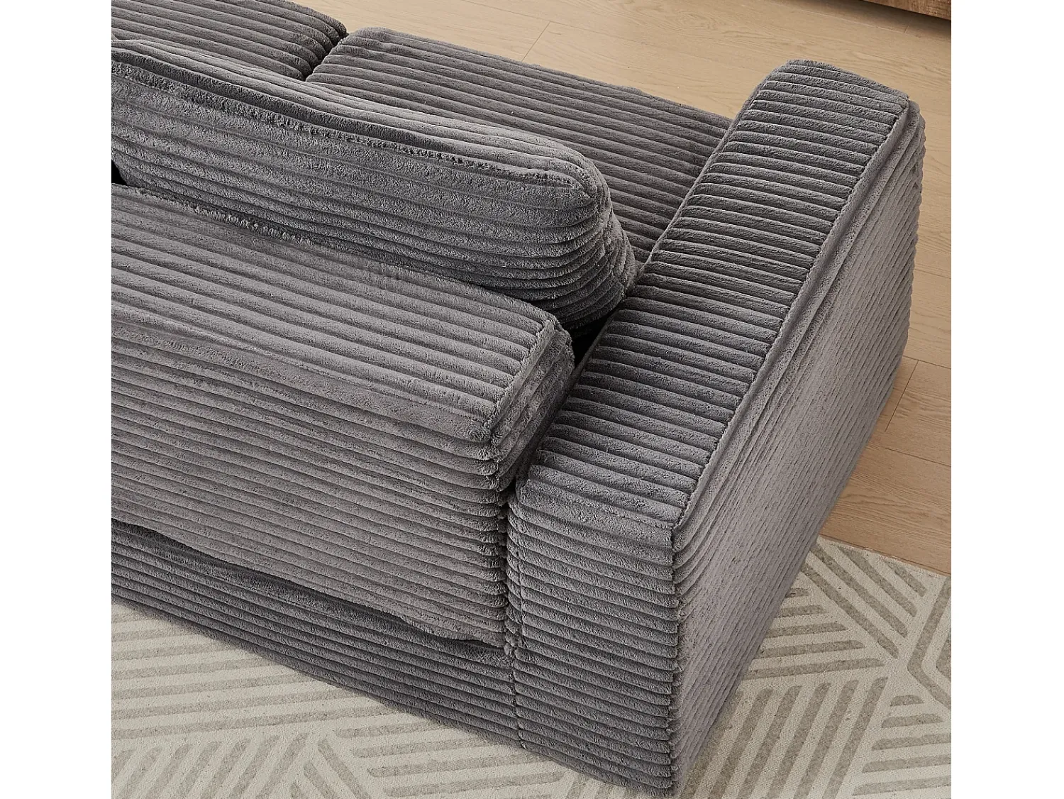 New Hauss Spole Sofá modular convertível de 2 lugares com pufes amovíveis - Veludo cotelê Cinzento