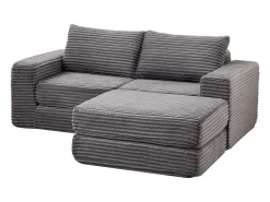 New Hauss Spole Sofá modular convertível de 2 lugares com pufes amovíveis - Veludo cotelê Cinzento
